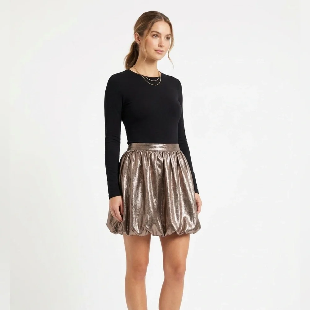 Madewell Metallic Bubble-Hem mini skirt